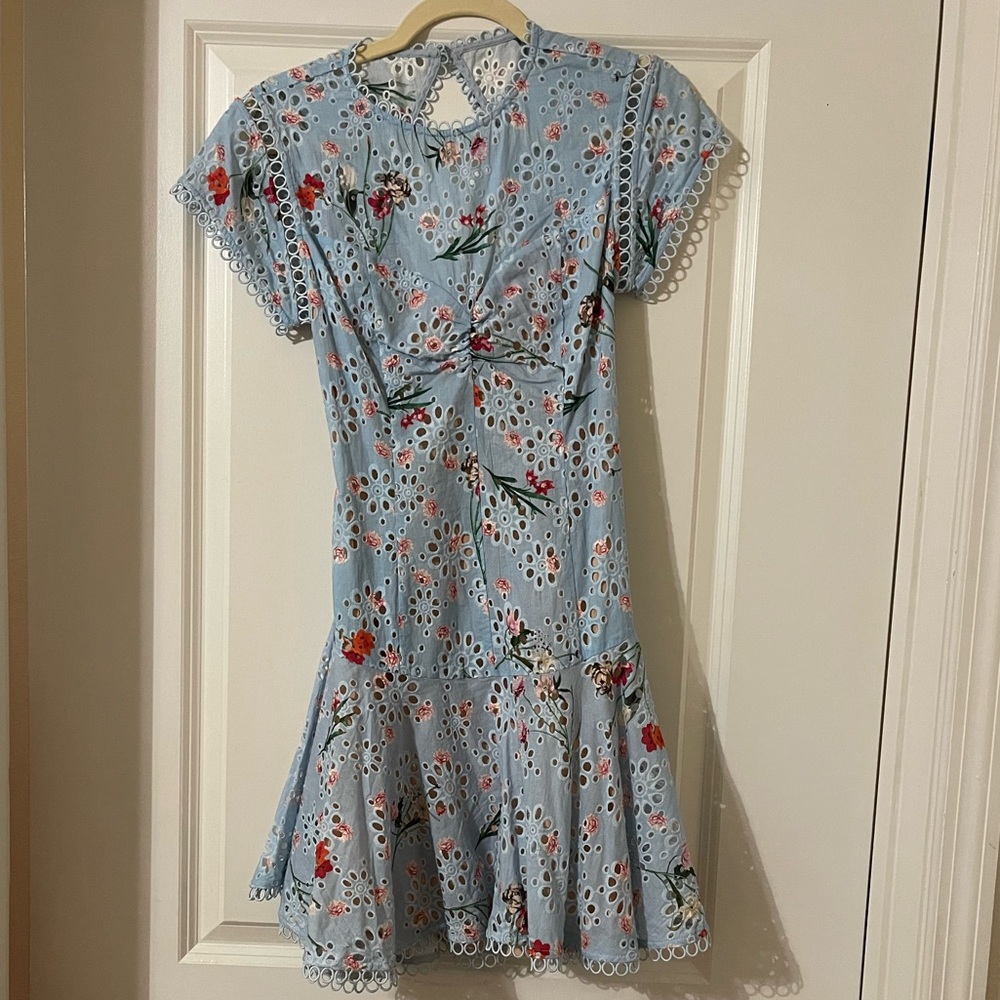 Blue floral crochet dress
